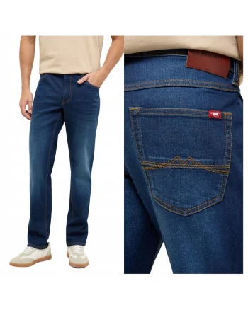 Blugi Barbati,  Washington Straight, Straight Fit, Talie Medie, 5 Buzunare, Fermoar, Lungi, Bumbac, Albastru, Albastru