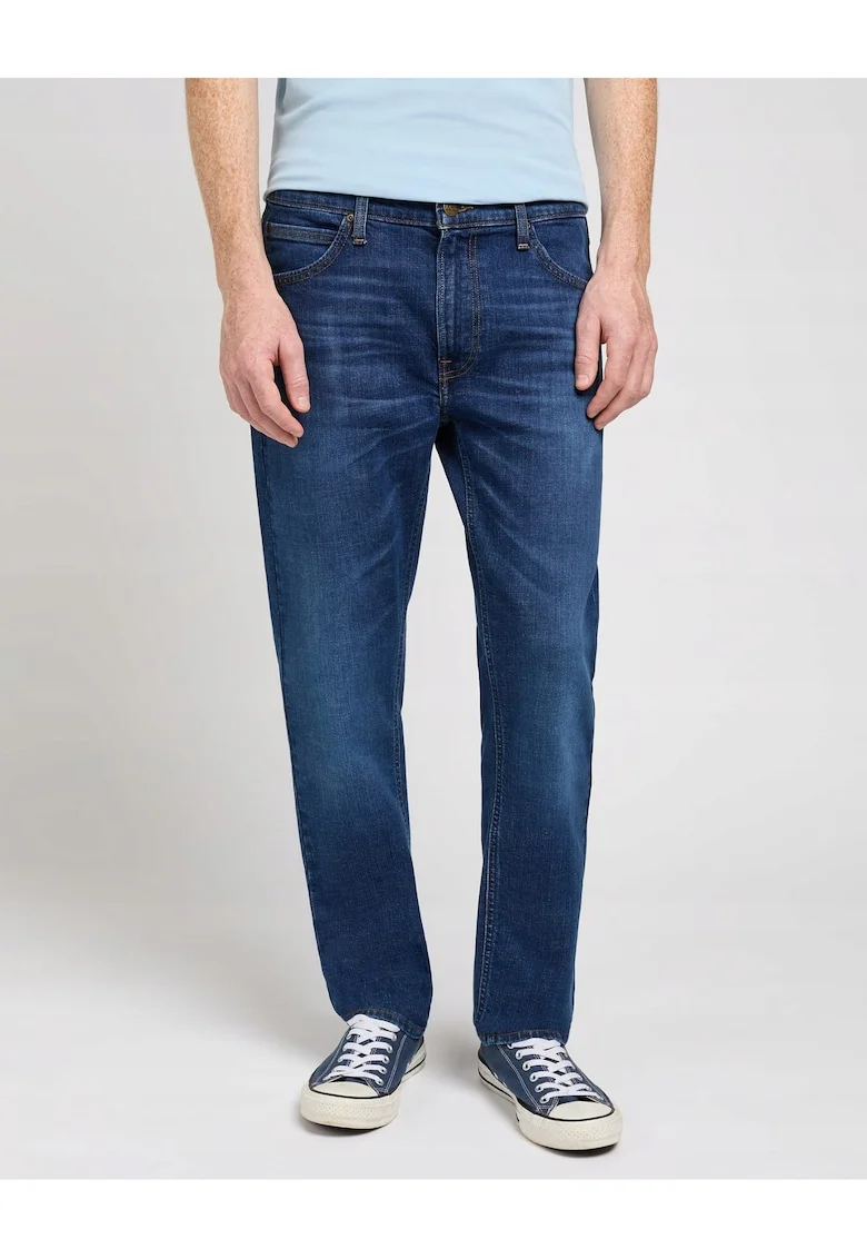 Blugi Barbati,  Daren Zip Fly, Slim Fit, Talie Medie, 5 Buzunare, Fermoar, Lungi, Bumbac, W31-L34 US, Albastru