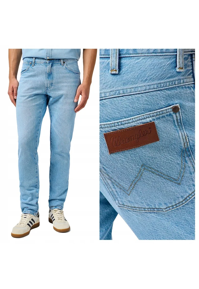 Blugi Barbati,  River Arctic, Straight Fit, Talie Inalta, 5 Buzunare, Fermoar, Lungi, Bumbac, W33-L30 US, Albastru