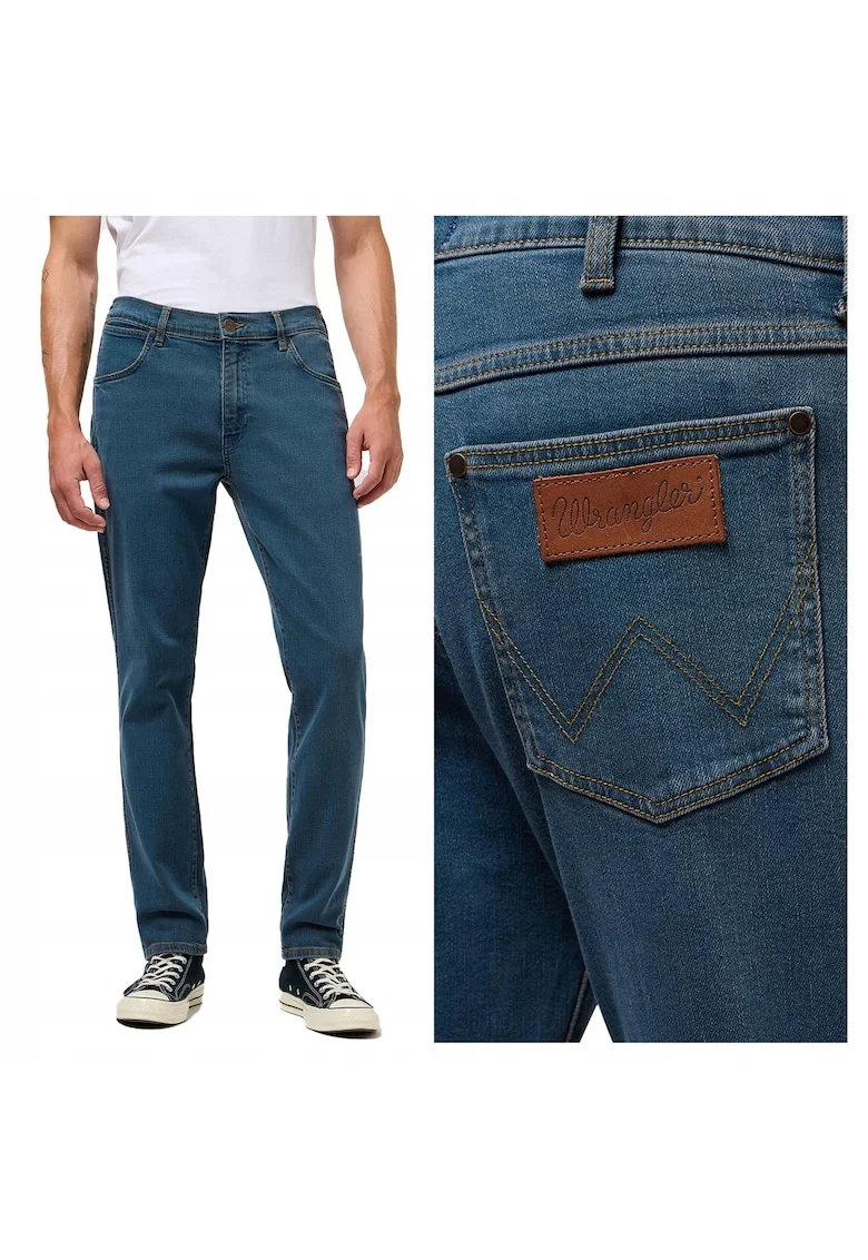 Blugi Barbati,  Larston, Slim Fit, Talie Medie, 5 Buzunare, Fermoar, Lungi, Bumbac, W30-L32 US, Albastru
