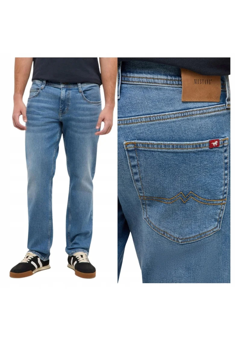 Blugi Barbati,  Denver Straight, Straight Fit, Talie Medie, 5 Buzunare, Fermoar, Lungi, Bumbac, W34-L32 US, Albastru