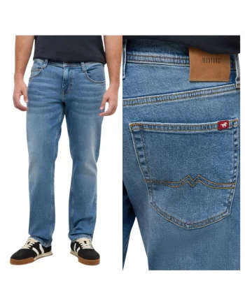 Blugi Barbati,  Denver Straight, Straight Fit, Talie Medie, 5 Buzunare, Fermoar, Lungi, Bumbac, W34-L32 US, Albastru