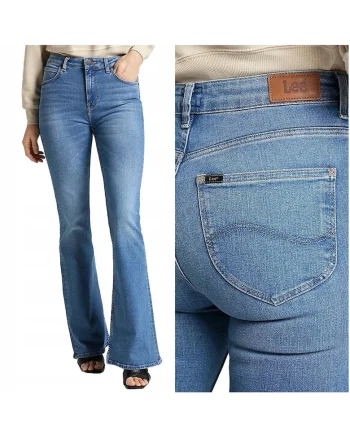 Blugi Dama,  Breese, Bootcut, Talie Inalta, 5 Buzunare, Fermoar, Lungi, Bumbac, W27-L31 US, Albastru