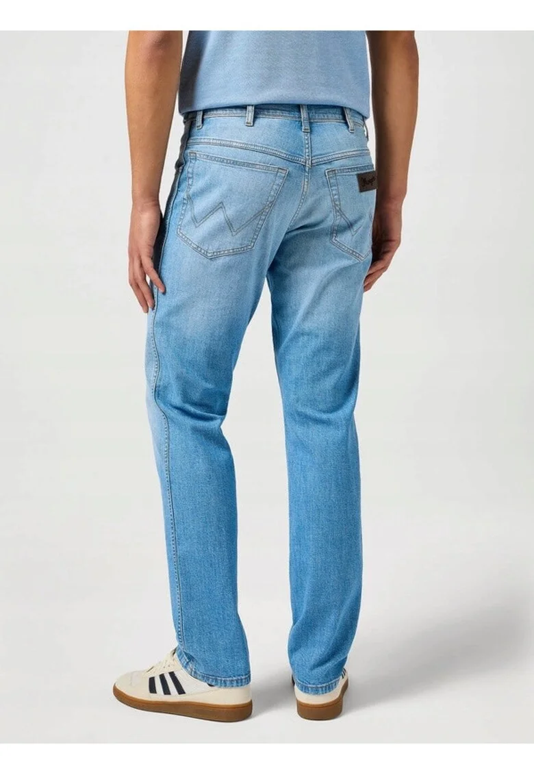 Blugi Barbati,  Texas Slim, Slim Fit, Talie Medie, 5 Buzunare, Fermoar, Lungi, Bumbac, W33-L34 US, Albastru
