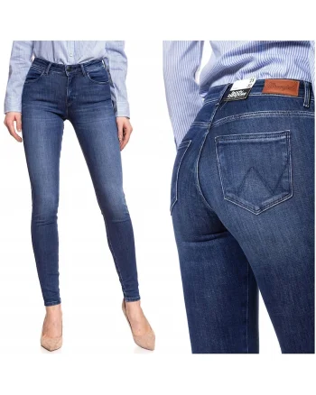 Blugi Dama,  Skinny, Skinny Fit, Talie Medie, 5 Buzunare, Fermoar, Lungi, Bumbac, W24-L32 US, Albastru