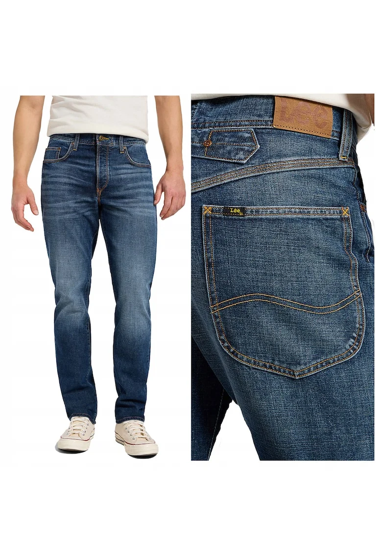 Blugi Barbati,  Brooklyn, Straight Fit, Talie Medie, 5 Buzunare, Fermoar, Lungi, Bumbac, W31-L34 US, Albastru