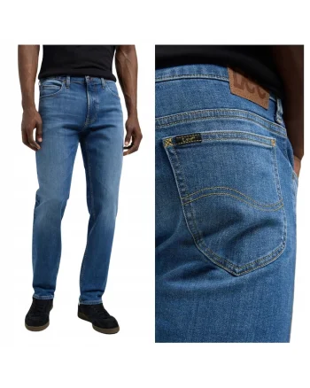 Blugi Barbati,  Rider, Slim Fit, Talie Medie, 5 Buzunare, Fermoar, Lungi, Bumbac, W33-L34 US, Albastru