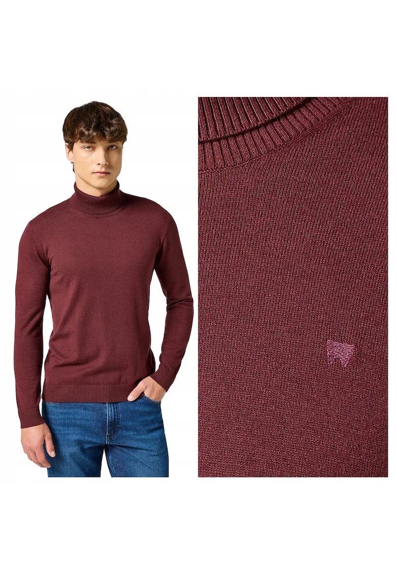 Pulover Barbati,  Turtleneck, Regular Fit, Fara Inchidere, Guler Inalt, Maneci Lungi, Fara Buzunare, Bumbac, Rosu, Rosu