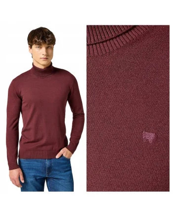 Pulover Barbati,  Turtleneck, Regular Fit, Fara Inchidere, Guler Inalt, Maneci Lungi, Fara Buzunare, Bumbac, Rosu, Rosu