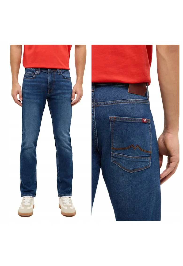Blugi Barbati,  Style Vegas Slim, Slim Fit, Talie Medie, 5 Buzunare, Fermoar, Lungi, Bumbac, Albastru, Albastru