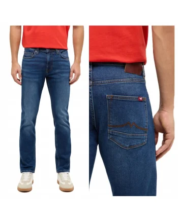 Blugi Barbati,  Style Vegas Slim, Slim Fit, Talie Medie, 5 Buzunare, Fermoar, Lungi, Bumbac, Albastru, Albastru