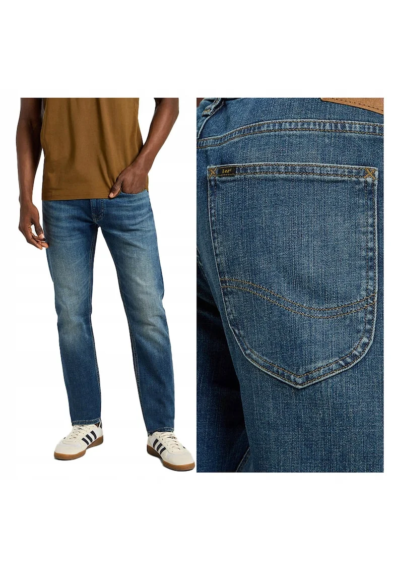 Blugi Barbati,  Luke, Fit, Talie Medie, 5 Buzunare, Fermoar, Lungi, Bumbac, Albastru, Albastru