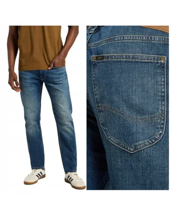 Blugi Barbati,  Luke, Fit, Talie Medie, 5 Buzunare, Fermoar, Lungi, Bumbac, Albastru, Albastru