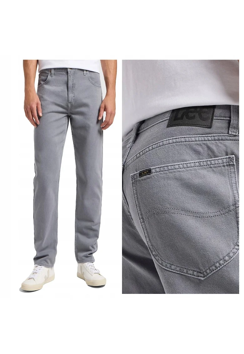 Blugi Barbati,  Oscar, Straight Fit, Talie Medie, 5 Buzunare, Fermoar, Lungi, Bumbac, Gri, Gri