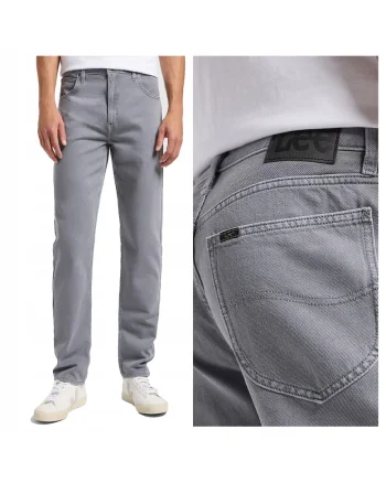 Blugi Barbati,  Oscar, Straight Fit, Talie Medie, 5 Buzunare, Fermoar, Lungi, Bumbac, Gri, Gri