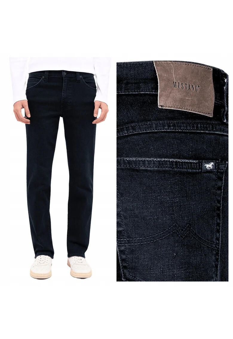 Blugi Barbati,  Tramper Straight, Straight Fit, Talie Medie, 5 Buzunare, Fermoar, Lungi, Bumbac, Albastru, Albastru
