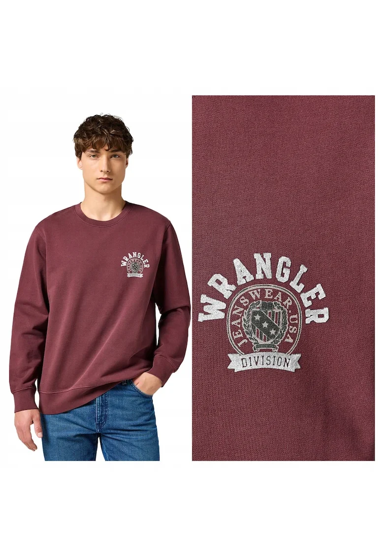 Hanorac Barbati,  Crewneck Regular Fit, Decolteu Rotund, Fara Buzunare, Maneci Lungi, Bumbac, Fara Inchidere, Rosu