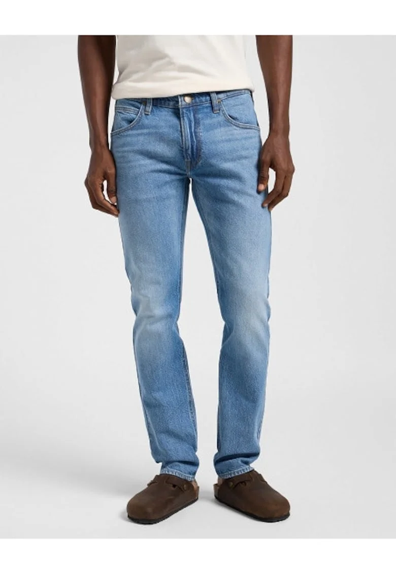 Blugi Barbati,  Luke, Slim Fit, Talie Medie, 5 Buzunare, Fermoar, Lungi, Bumbac, W32-L34 US, Albastru