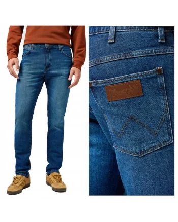 Blugi Barbati,  River, Slim Fit, Talie Medie, 5 Buzunare, Fermoar, Lungi, Bumbac, W31-L30 US, Albastru