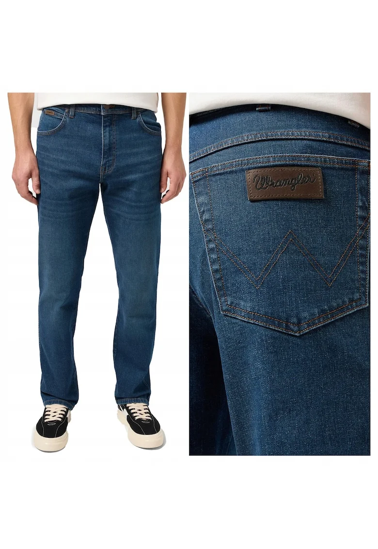 Blugi Barbati,  Texas, Straight Fit, Talie Medie, 5 Buzunare, Fermoar, Lungi, Bumbac, W32-L34 US, Albastru