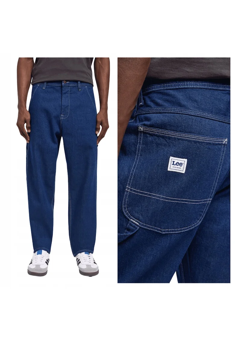 Blugi Barbati,  Carpenter, Loose Fit, Talie Medie, 5 Buzunare, Fermoar, Lungi, Bumbac, W31-L34 US, Albastru