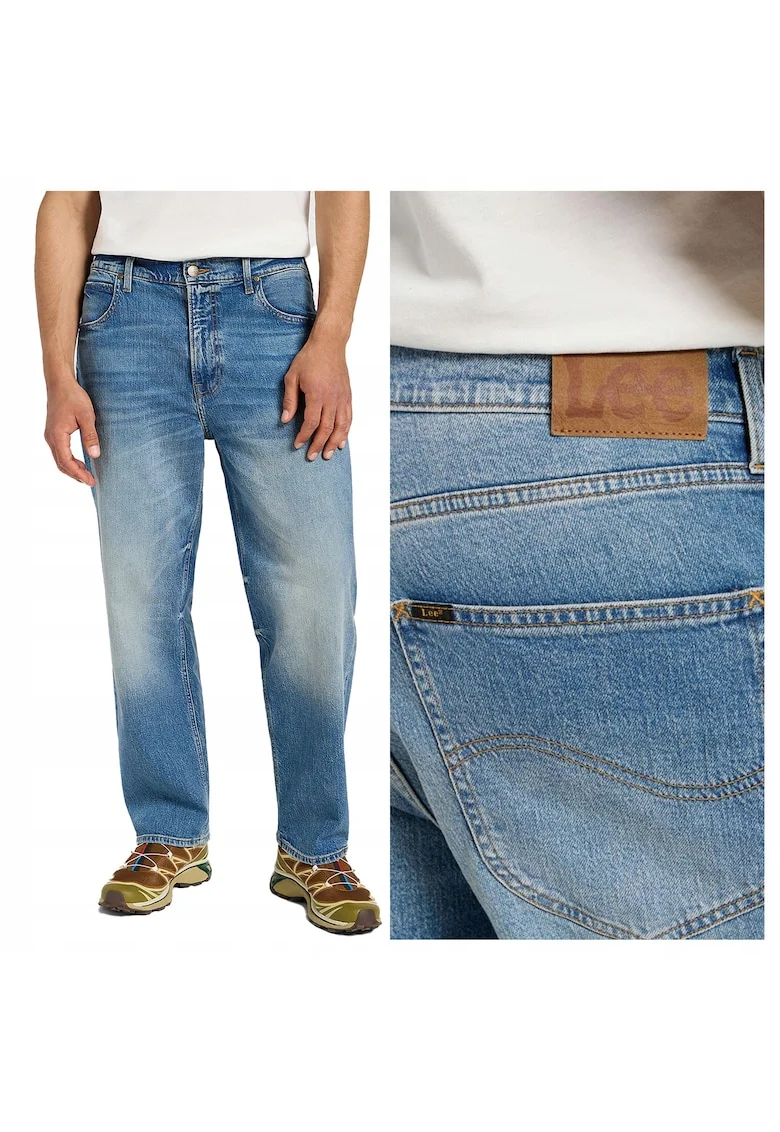 Blugi Barbati,  Asher, Straight Fit, Talie Medie, 5 Buzunare, Fermoar, Lungi, Bumbac, W36-L32 US, Albastru