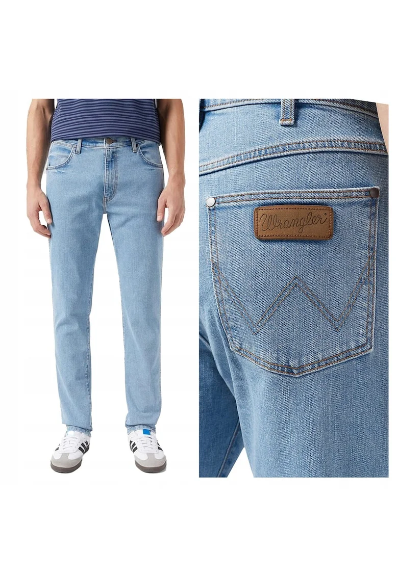 Blugi Barbati,  Larston, Slim Fit, Talie Medie, 5 Buzunare, Fermoar, Lungi, Bumbac, W30-L34 US, Albastru