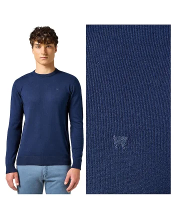 Pulover Barbati,  Knit Sweater, Regular Fit, Fara Inchidere, Decolteu Rotund, Maneci Lungi, Fara Buzunare, Bumbac, 4XL INTL, Albastru