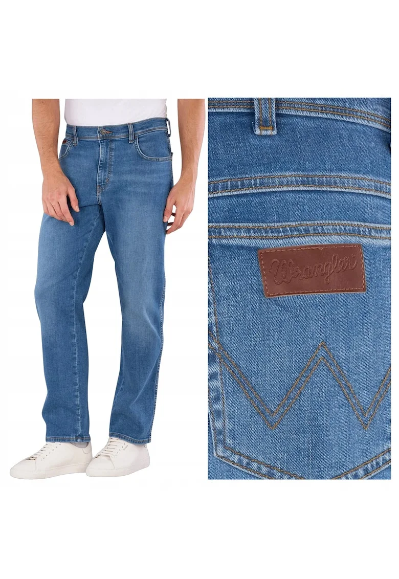 Blugi Barbati,  Texas, Straight Fit, Talie Medie, 5 Buzunare, Fermoar, Lungi, Bumbac, W36-L32 US, Albastru