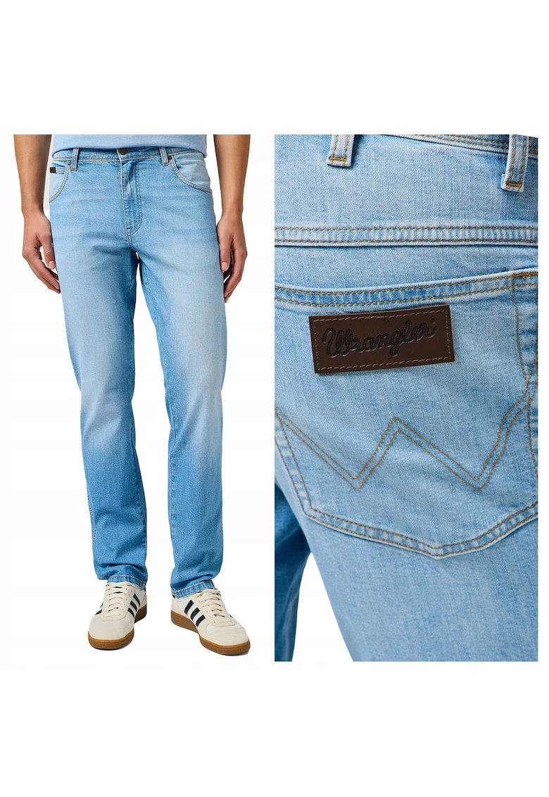 Blugi Barbati,  Texas Slim, Slim Fit, Talie Medie, 5 Buzunare, Fermoar, Lungi, Bumbac, W32-L34 US, Albastru
