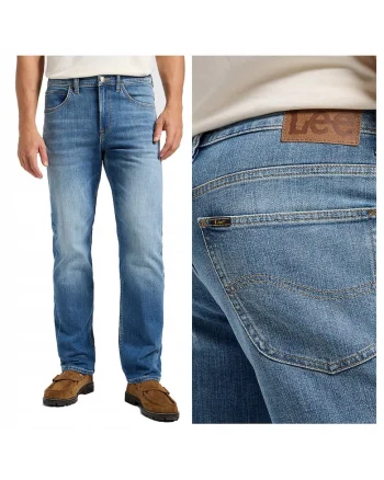 Blugi Barbati,  Brooklyn Straight, Straight Fit, Talie Medie, 5 Buzunare, Fermoar, Lungi, Bumbac, Albastru, Albastru