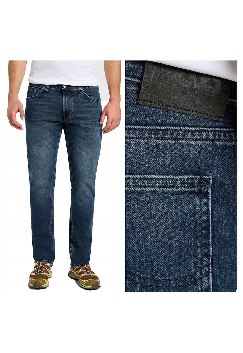 Blugi Barbati,  Daren Zip Fly, Slim Fit, Talie Joasa, 5 Buzunare, Fermoar, Lungi, Bumbac, W33-L34 US, Albastru