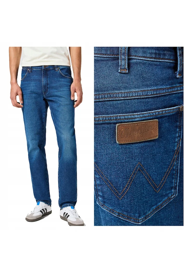 Blugi Barbati,  River, Slim Fit, Talie Inalta, 5 Buzunare, Fermoar, Lungi, Bumbac, W30-L34 US, Albastru