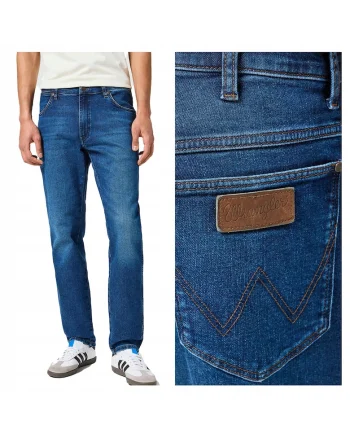 Blugi Barbati,  River, Slim Fit, Talie Inalta, 5 Buzunare, Fermoar, Lungi, Bumbac, W30-L34 US, Albastru