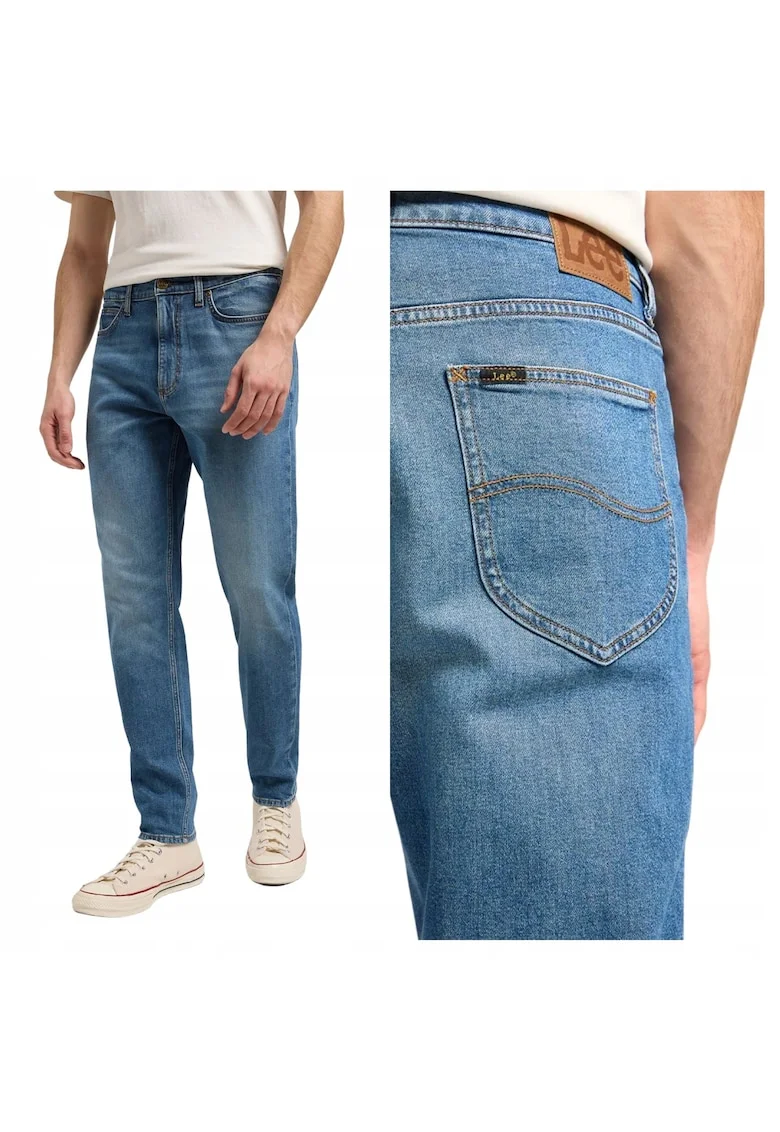 Blugi Barbati,  Austin, Slim Fit, Talie Medie, 5 Buzunare, Fermoar, Lungi, Bumbac, W32-L34 US, Albastru