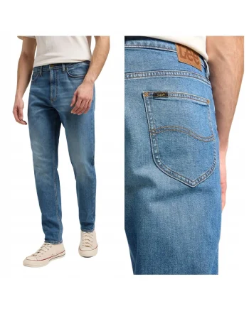 Blugi Barbati,  Austin, Slim Fit, Talie Medie, 5 Buzunare, Fermoar, Lungi, Bumbac, W32-L34 US, Albastru