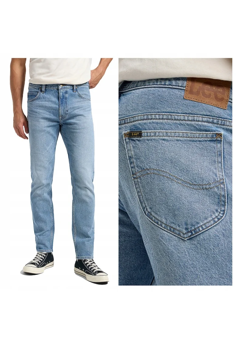 Blugi Barbati,  Rider, Slim Fit, Talie Medie, 5 Buzunare, Fermoar, Lungi, Bumbac, Albastru, Albastru
