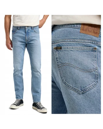 Blugi Barbati,  Rider, Slim Fit, Talie Medie, 5 Buzunare, Fermoar, Lungi, Bumbac, Albastru, Albastru