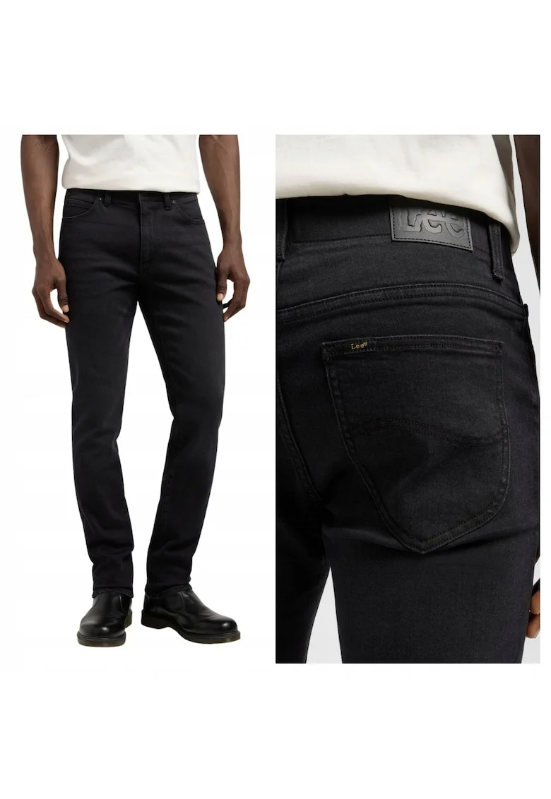 Blugi Barbati,  XM Slim, Skinny Fit, Talie Medie, 5 Buzunare, Fermoar, Lungi, Bumbac, Negru, Negru