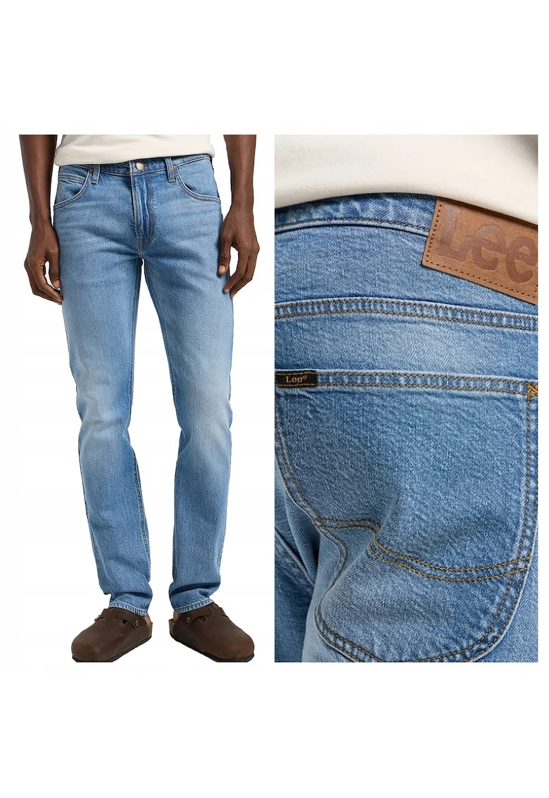 Blugi Barbati,  Luke, Slim Fit, Talie Medie, 5 Buzunare, Fermoar, Lungi, Bumbac, W32-L32 US, Albastru