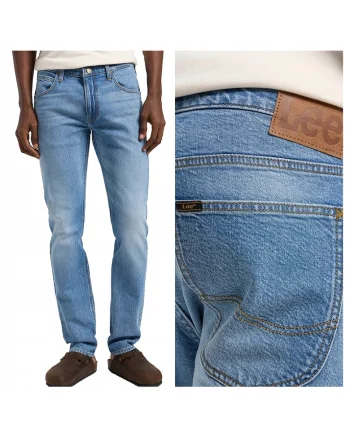 Blugi Barbati,  Luke, Slim Fit, Talie Medie, 5 Buzunare, Fermoar, Lungi, Bumbac, W32-L32 US, Albastru