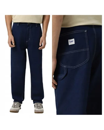 Blugi Barbati,  Carpenter, Loose Fit, Talie Joasa, 5 Buzunare, Fermoar, Lungi, Bumbac, W34-L32 US, Albastru