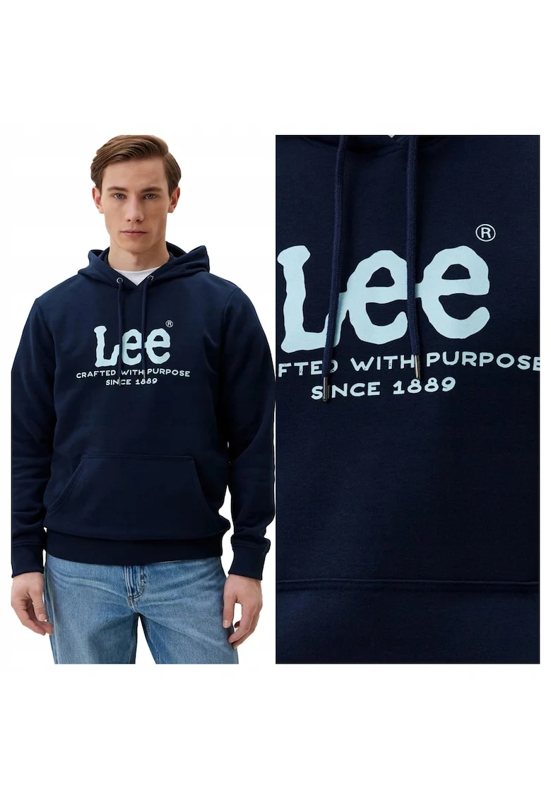 Hanorac Barbati,  Logo Hoodie Emperor, Regular Fit, Cu Gluga, 1 Buzunar, Maneci Lungi, Bumbac, Fara Inchidere, S INTL, Albastru