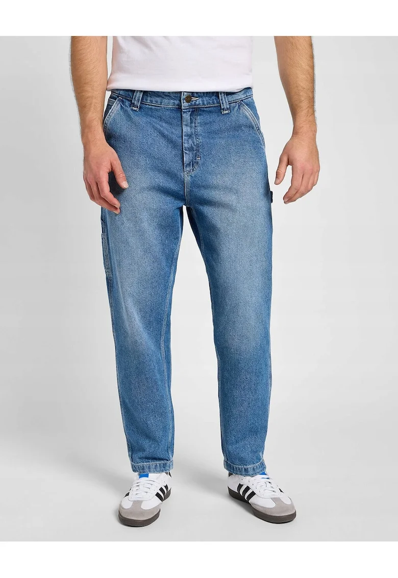 Blugi Barbati,  Carpenter, Straight Fit, Talie Medie, 5 Buzunare, Fermoar, Lungi, Bumbac, W31-L34 US, Albastru