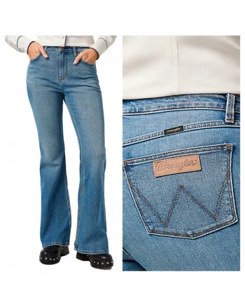 Blugi Dama,  Fierce Flare, Bootcut, Talie Inalta, 5 Buzunare, Fermoar, Lungi, Bumbac, W27-L32 US, Albastru