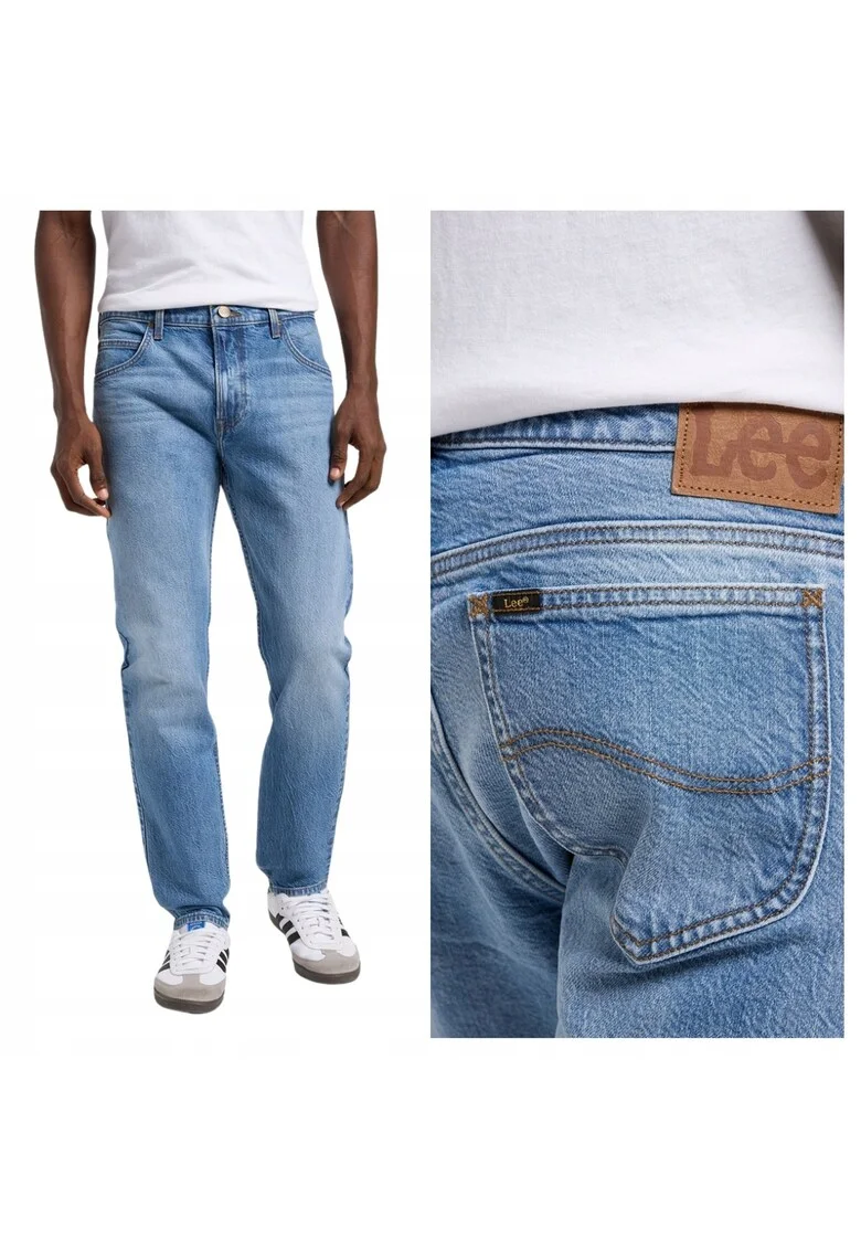 Blugi Barbati,  Rider, Slim Fit, Talie Medie, 5 Buzunare, Fermoar, Lungi, Bumbac, W31-L34 US, Albastru