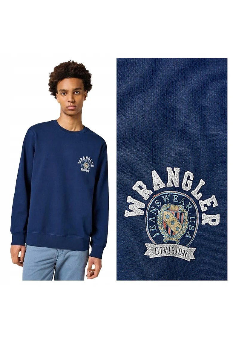 Hanorac Barbati,  Crewneck Sweatshirt, Regular Fit, Decolteu Rotund, Fara Buzunare, Maneci Lungi, Bumbac, Fara Inchidere, 4XL INTL, Albastru