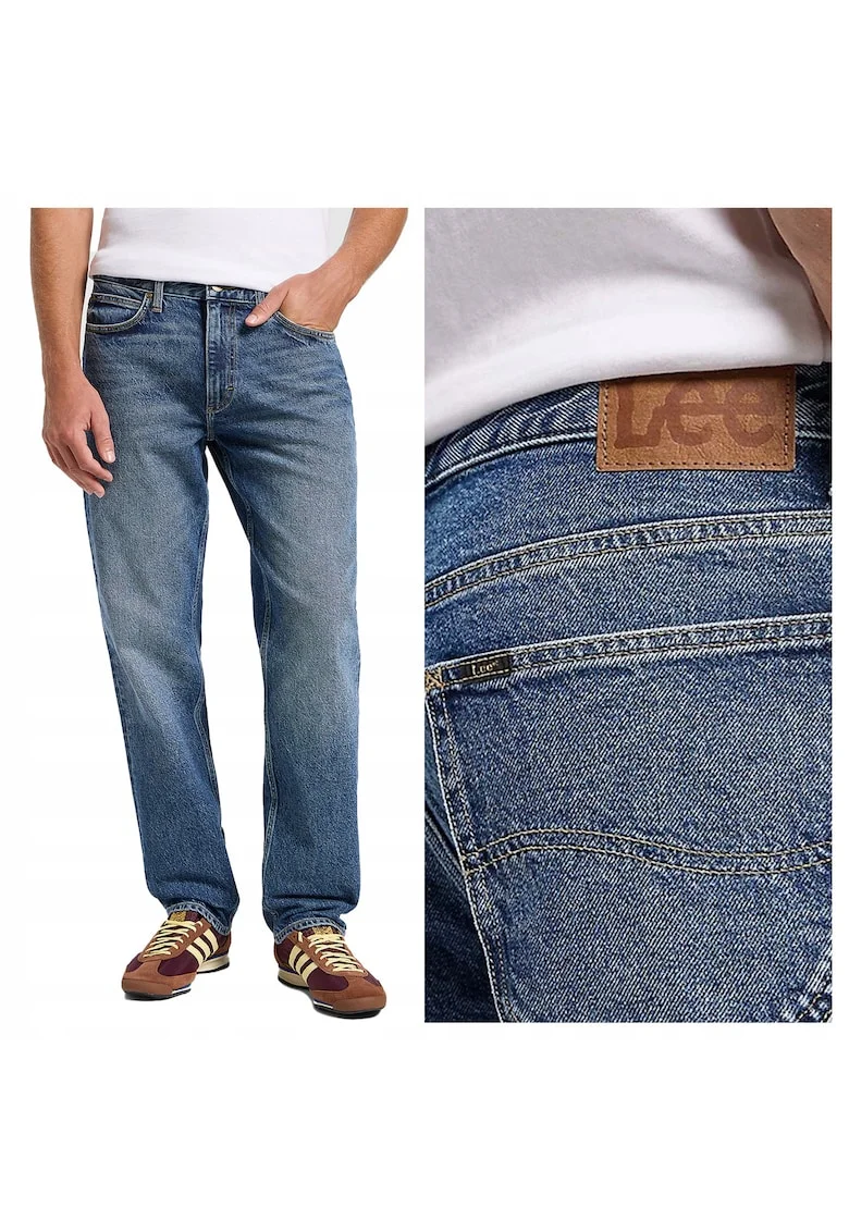 Blugi Barbati,  West, Straight Fit, Talie Medie, 5 Buzunare, Fermoar, Lungi, Bumbac, W32-L32 US, Albastru