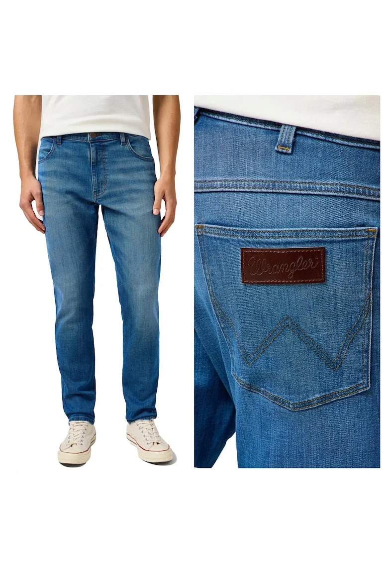 Blugi Barbati,  River, Fit, Talie Medie, 5 Buzunare, Fermdwqoar, Lungi, Bumbac, Albastru, Albastru