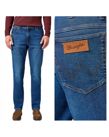 Blugi Barbati,  Texas Slim Dark Trails, Straight Fit, Talie Mefwqgwqdie, 5 Buzunare, Fermoar, Lungi, Bumbac, Albastru, Albastru